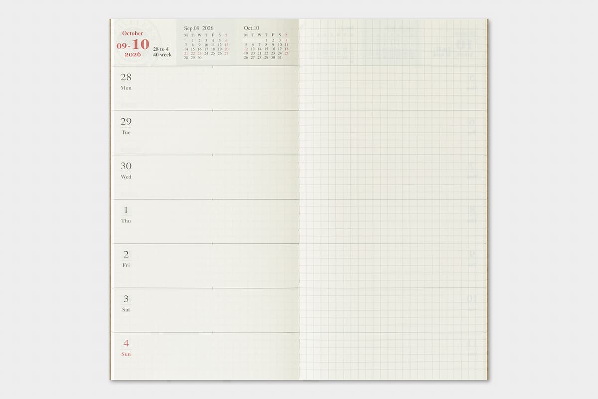 TRC 2026 Weekly + Memo Diary Regular size - 11 - Traveler's Company - Tidformera