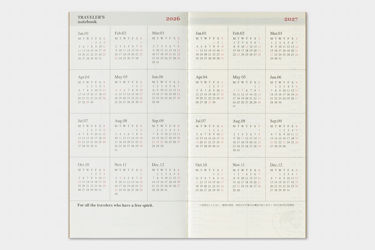 TRC 2026 Weekly Vertical Diary Regular size - 4 - Traveler's Company - Tidformera