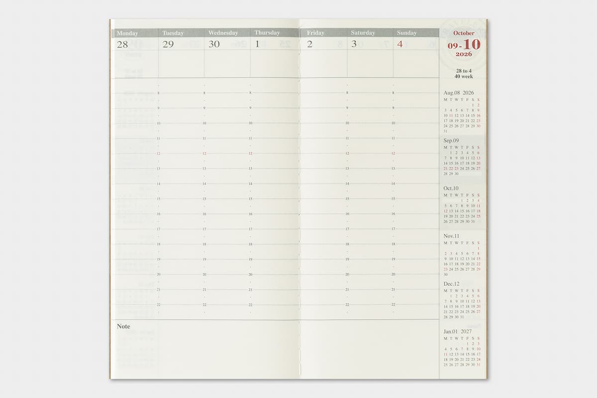 TRC 2026 Weekly Vertical Diary Regular size - 11 - Traveler's Company - Tidformera