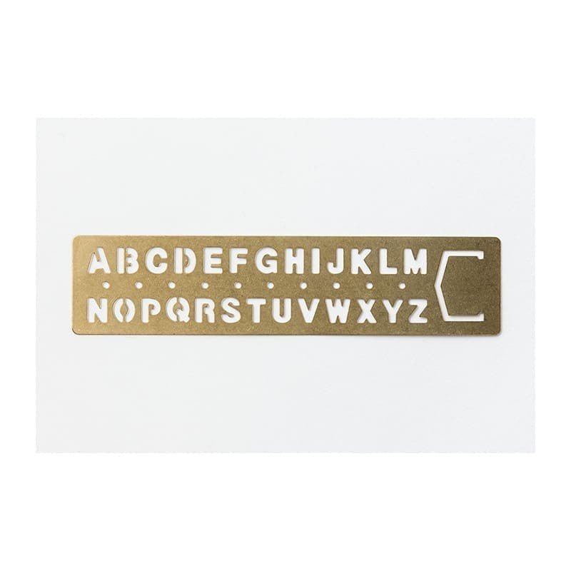 TRC Brass Mässing  - Template Bookmark Alphabet - 1 - Traveler's Company - Tidformera