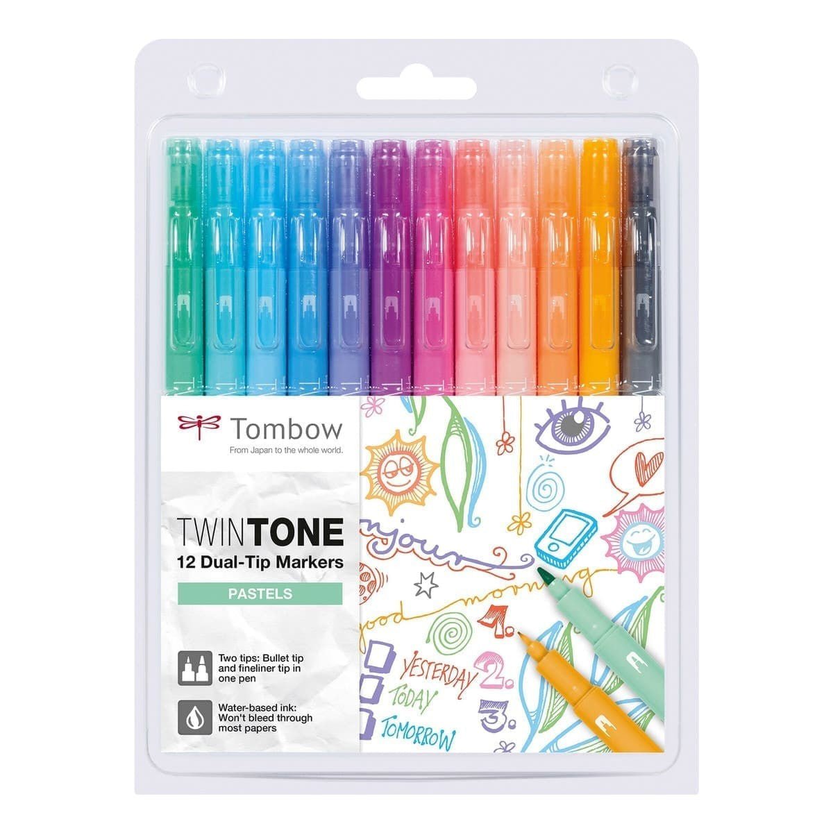 TWINTONE Dual-tip markers 12-pack - Pastels - Tombow - Tidformera