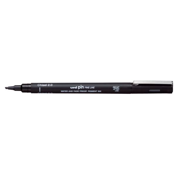 Uni Pin Chisel Pen Black - 2,0 - 1 - Uni Mitsubishi Pencil - Tidformera