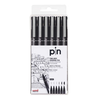 Uni Pin Fineliner 6 - pack Svart - 1 - Uni Mitsubishi Pencil - Tidformera
