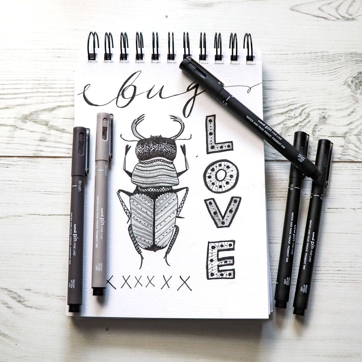 Uni Pin Fineliner Dark Gray 0,5 - 3 - Uni Mitsubishi Pencil - Tidformera