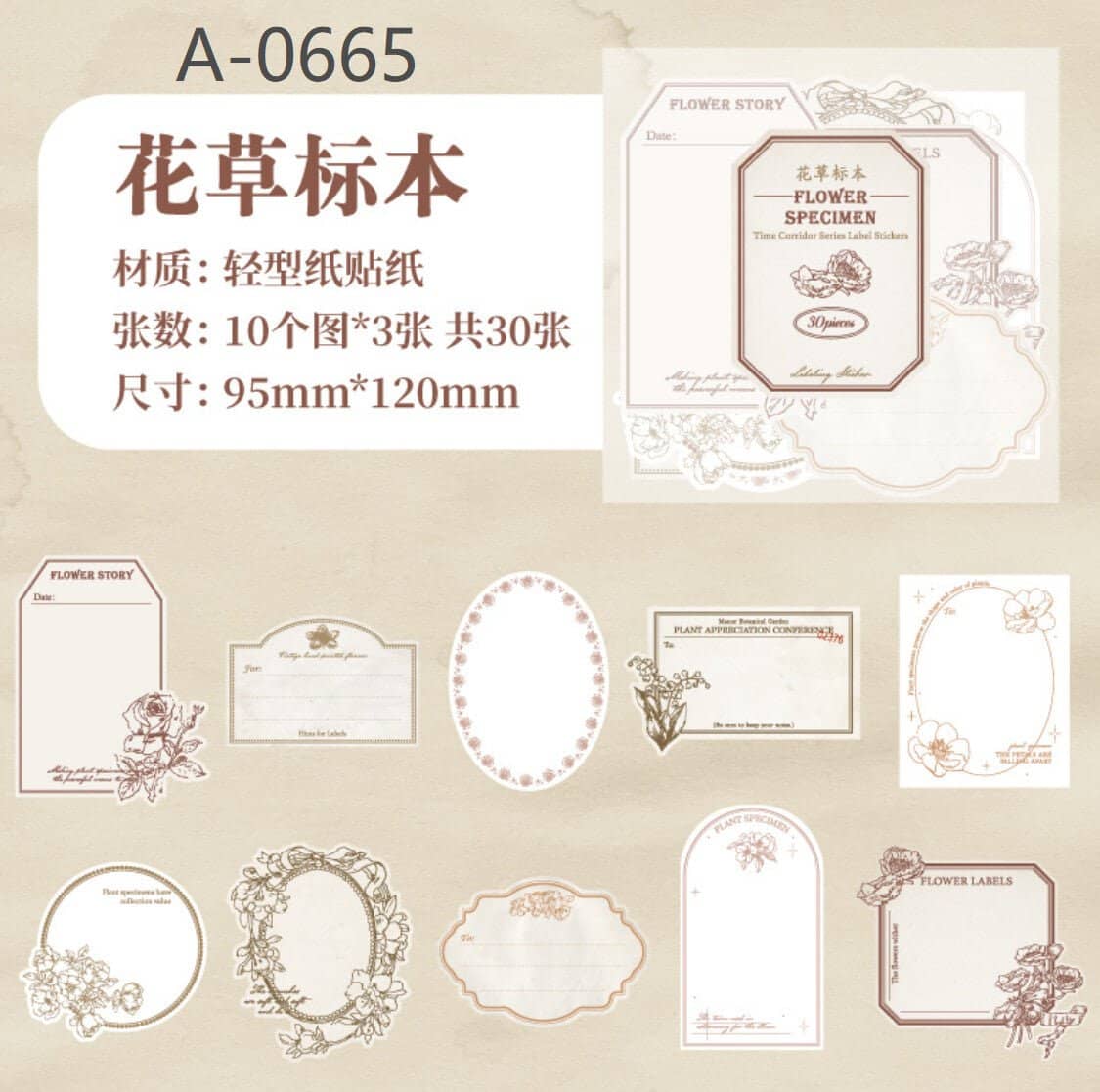 Vintage label stickers - Flower specimen - 1 - Other - Tidformera