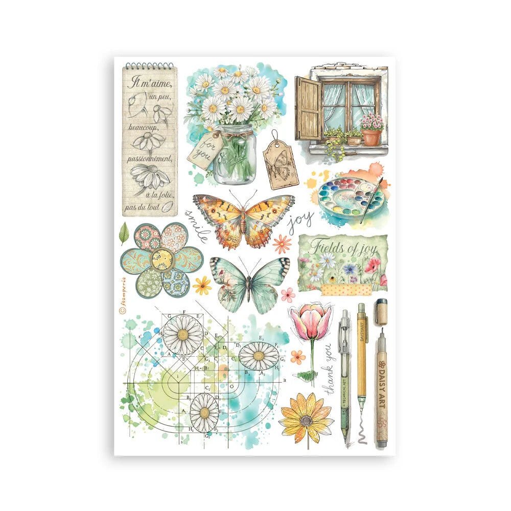 Washi pad - Daisy Art - 8 - Stamperia - Tidformera