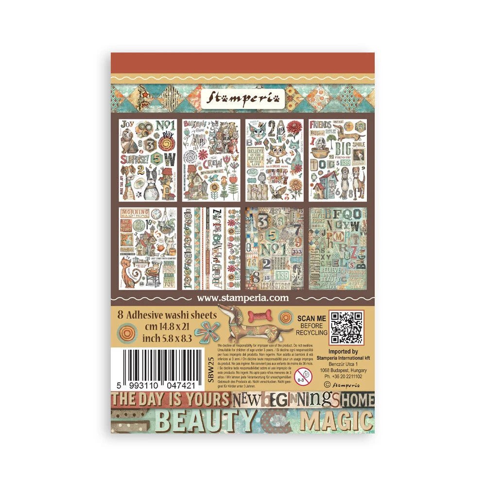 Washi pad - Furry Friends - 10 - Stamperia - Tidformera