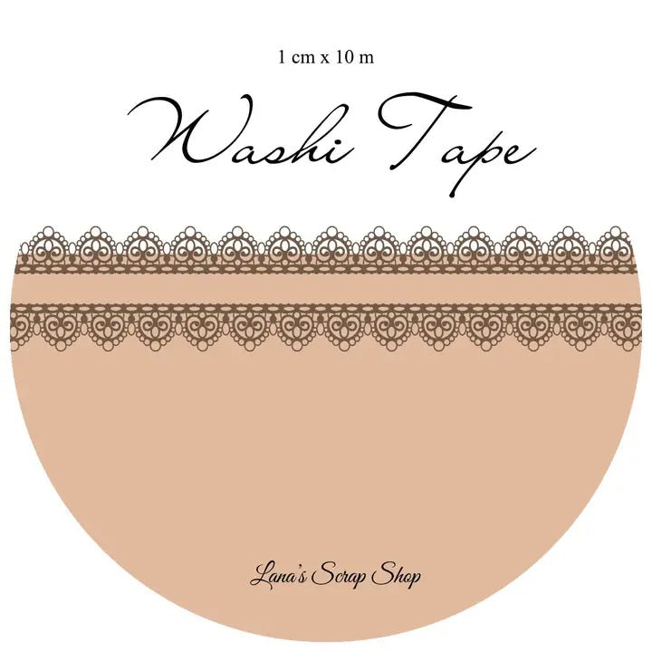 Washi tape 10 mm - Lace - Coffee Brown - 1 - Lana's Scrap Shop - Tidformera