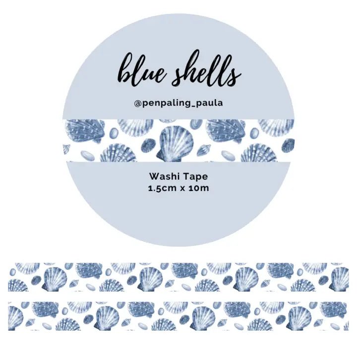 Washi tape 15 mm - Penpaling Paula - Blue Shells - 1 - Penpaling Paula - Tidformera