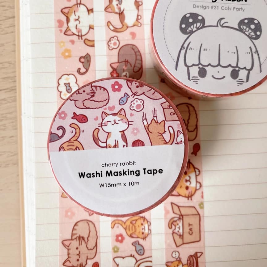 Washi tape 21 Cats party - 1 - Cherry Rabbit - Tidformera