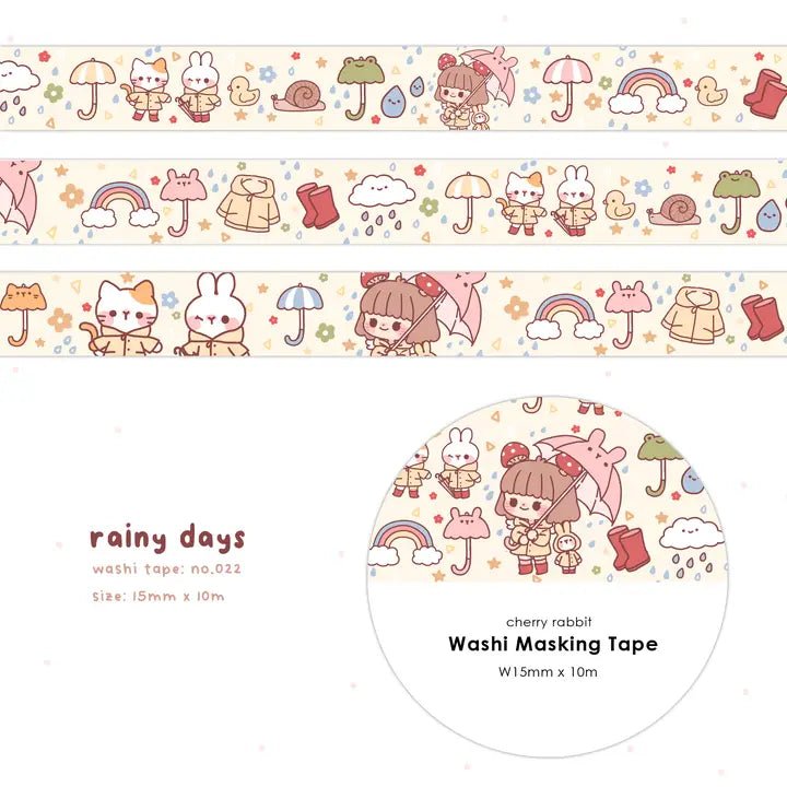 Washi tape 22 Rainy days - 1 - Cherry Rabbit - Tidformera