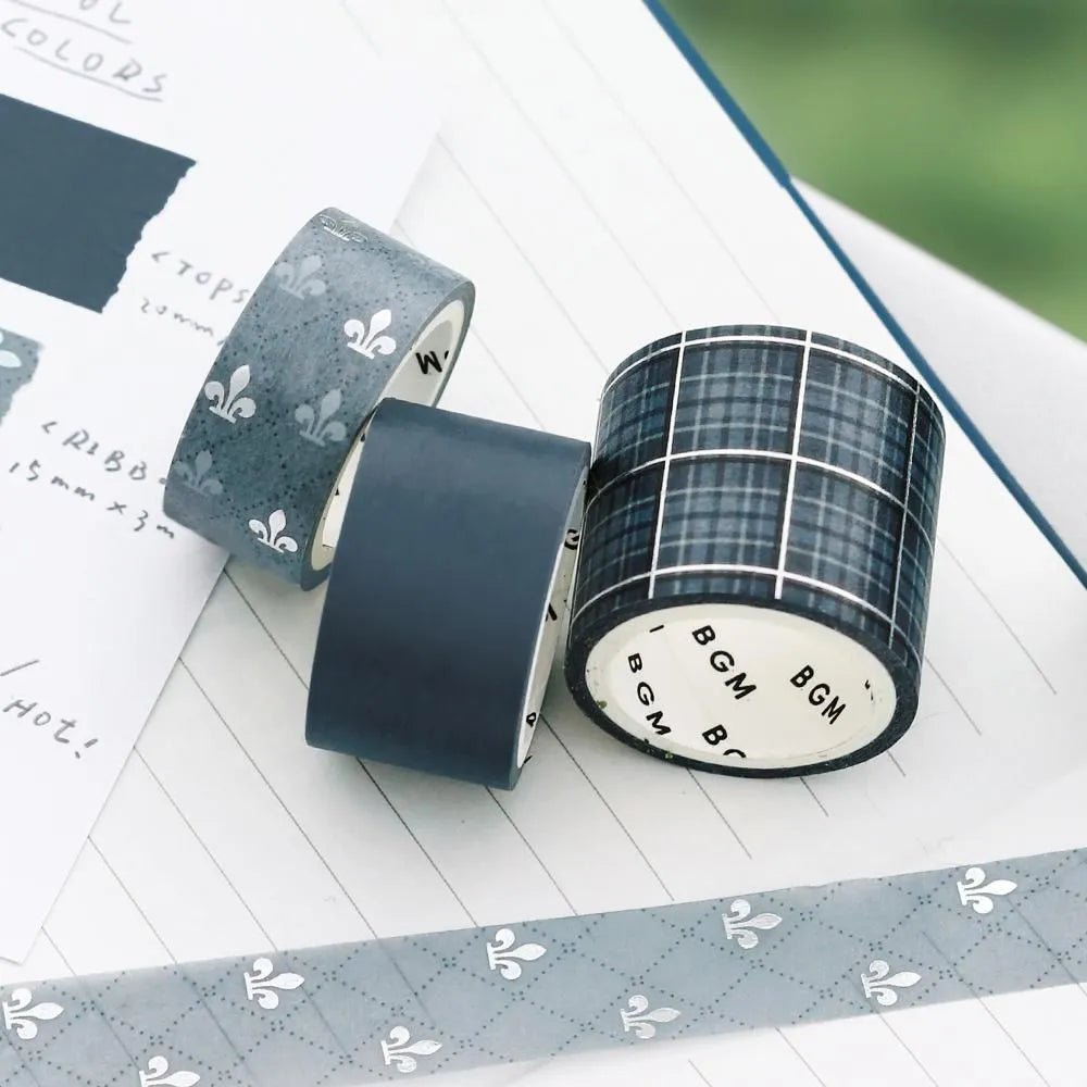 Washi tape Color Check 3 - pack - Smoke Blue - 2 - BGM - Tidformera