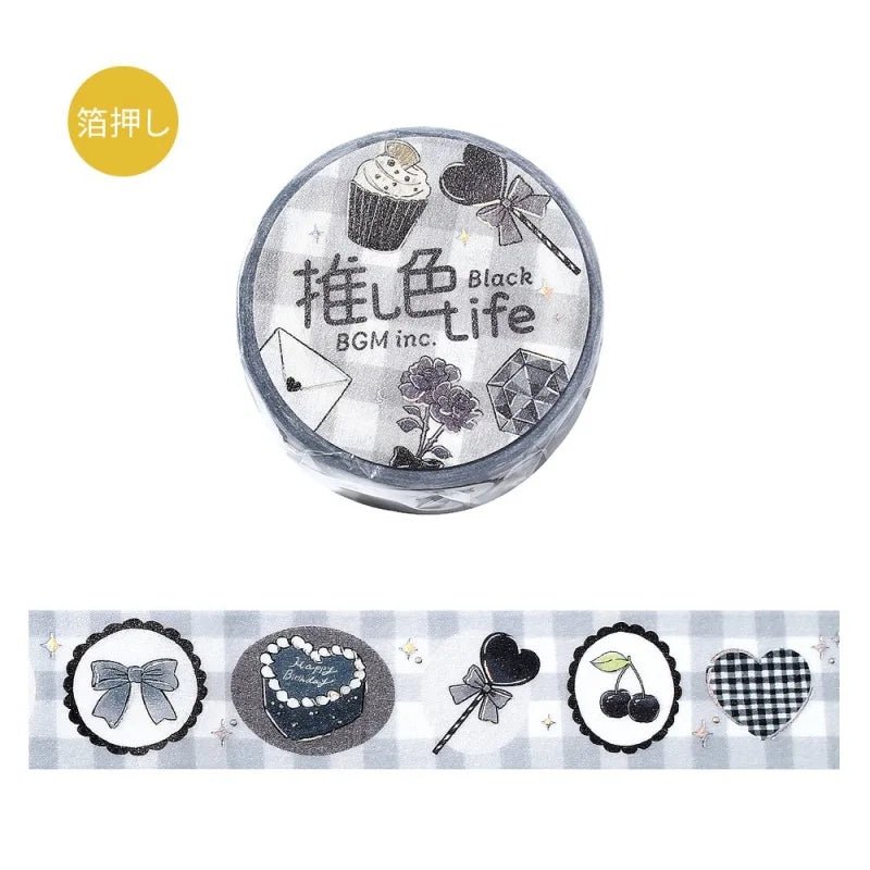 Dekorationstejp med tema svart. Washi Tape - Color Life - Black från BGM - Tidformera