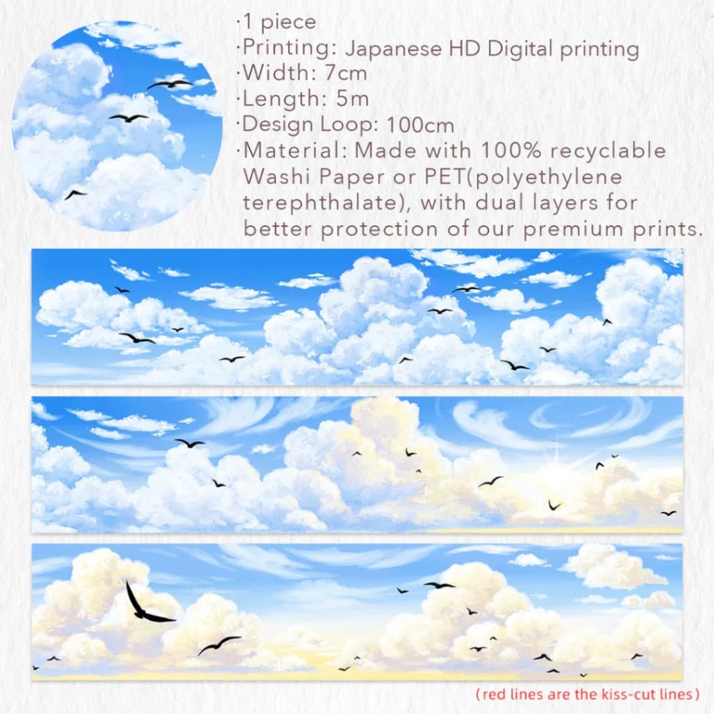 Washi Tape Country Azure - 70 mm - 7 - Washi Tape Shop - Tidformera