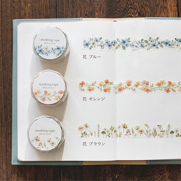 Washi Tape Die cut - Flower Blue - 3 - Mind Wave - Tidformera