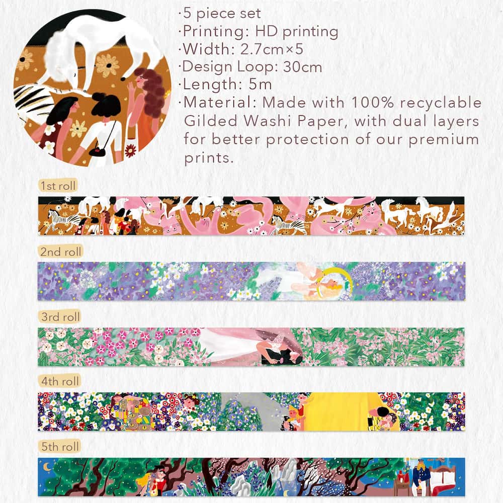 Washi tape Dream Grove 5 - pack - 10 - Washi Tape Shop - Tidformera
