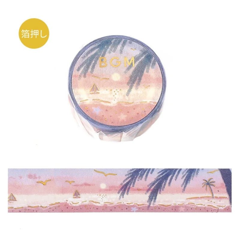 Dekorationstejp med strand och palmer. Washi Tape - Dreamscape - Shore från BGM - Tidformera