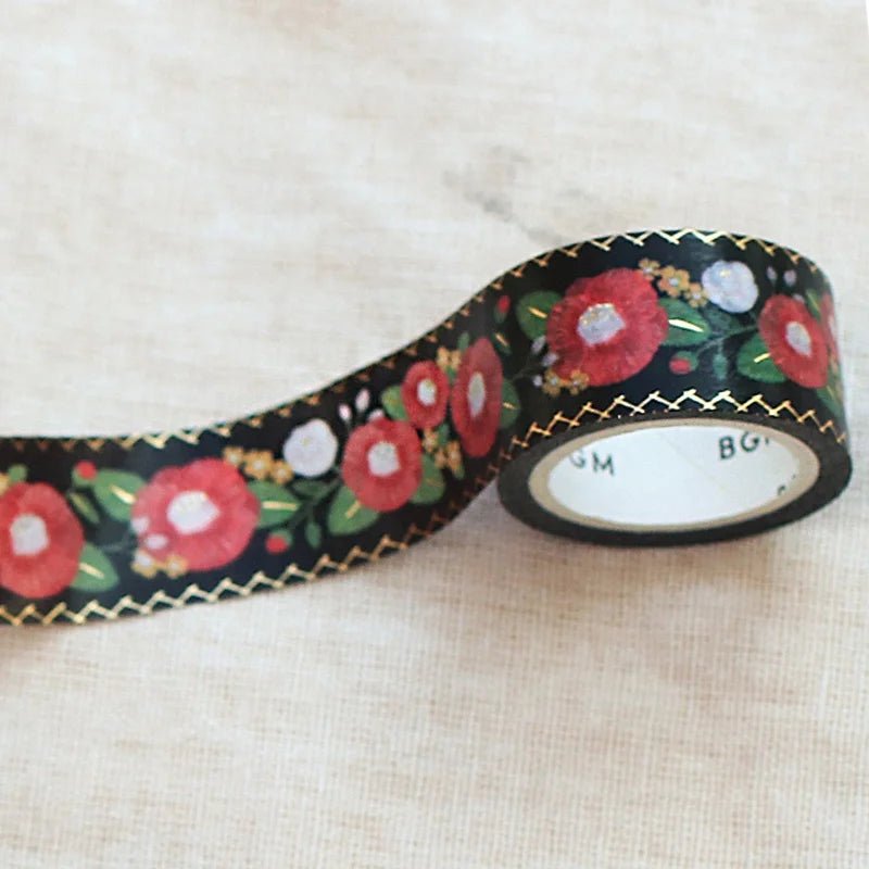 Washi Tape Embroidered Ribbon - Camellia - 4 - BGM - Tidformera