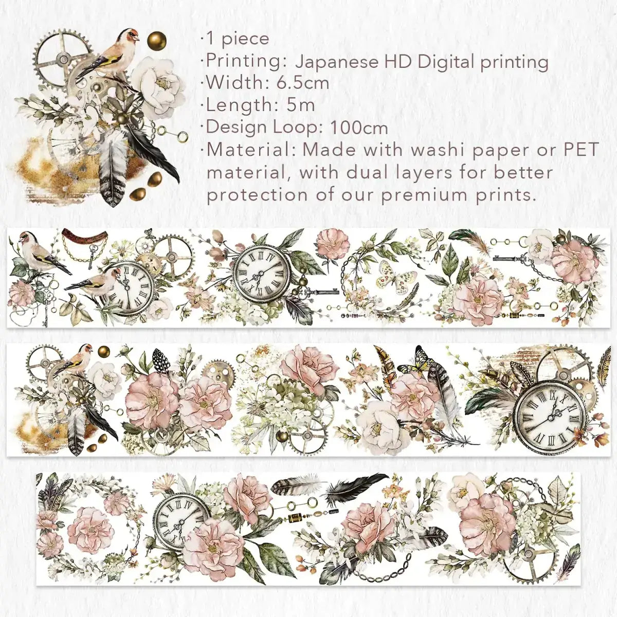 Washi tape Floral Chronicles Wide - 65 mm - 9 - Washi Tape Shop - Tidformera
