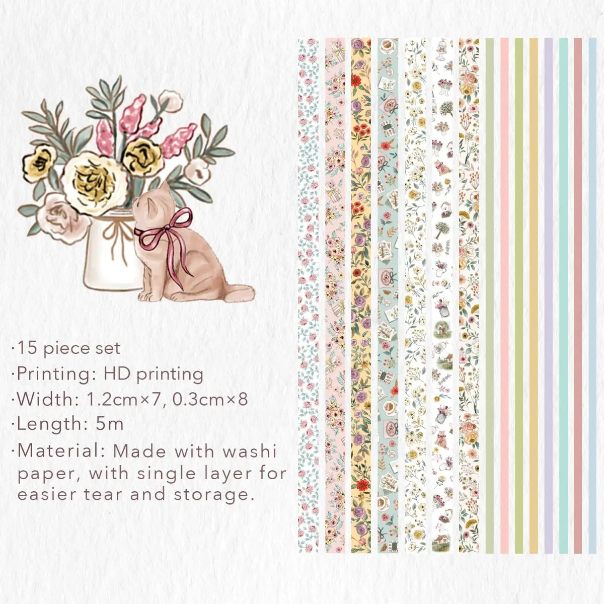 Washi tape Floral Lane 15 - pack - 9 - Washi Tape Shop - Tidformera