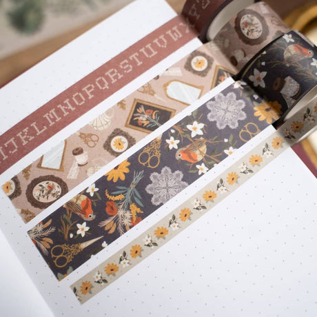 4 rullar dekorationstejp pÄ en sida i en anteckningsbok. Washi tape - Frame Wall - 4 - pack - frÄn Archer & Olive - Tidformera