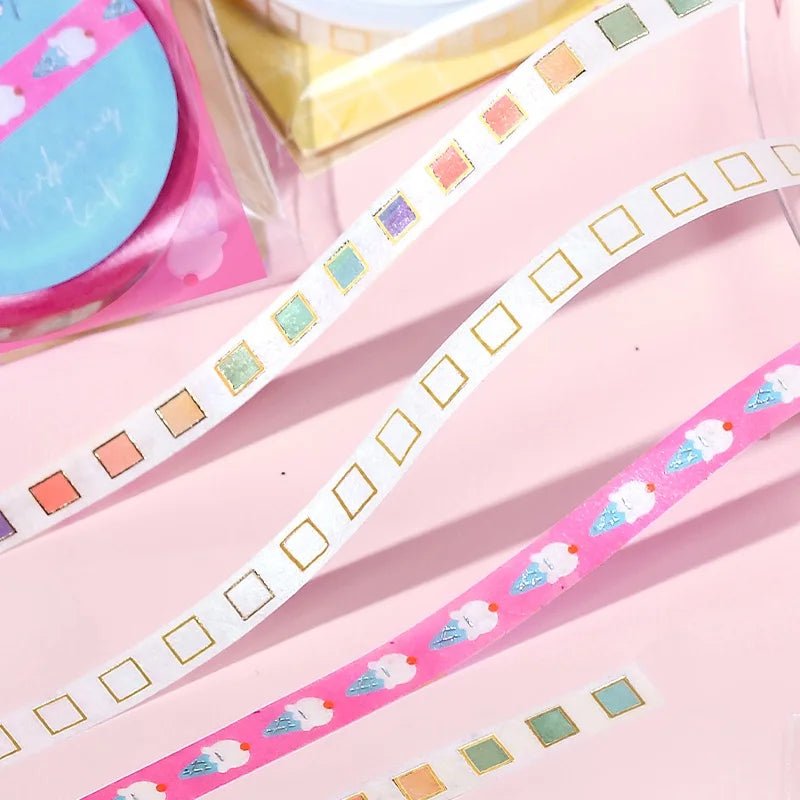 Washi Tape Gold Basic Color Check - 5 mm - 3 - BGM - Tidformera