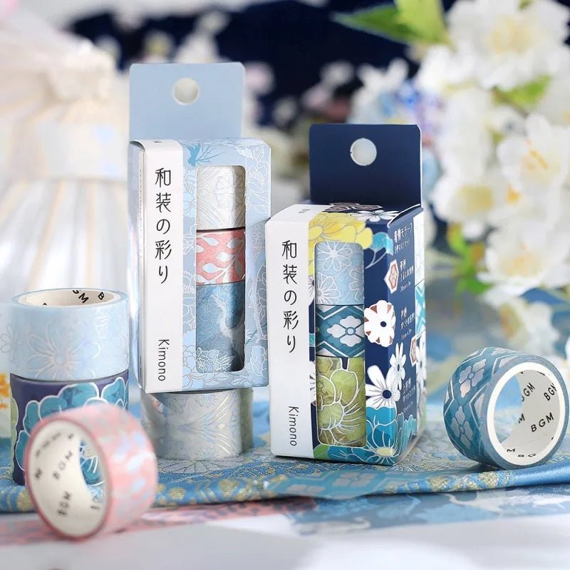Washi tape Japanese kimono 3 - pack - Azure - 5 - BGM - Tidformera