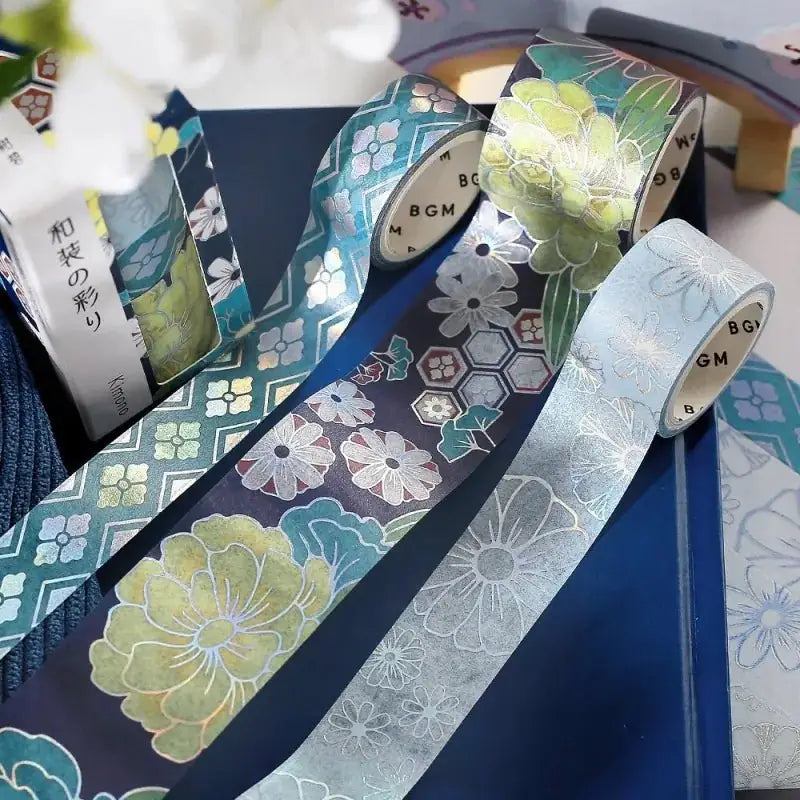 Washi tape Japanese kimono 3 - pack - Azure - 3 - BGM - Tidformera