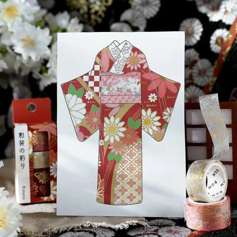 Washi tape Japanese kimono 3 - pack - Benihana - 3 - BGM - Tidformera