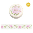 Ljus dekorationstejp med ljusrosa blommor och gröna blad. Washi Tape Life Serie - Lovely flower från BGM - Tidformera
