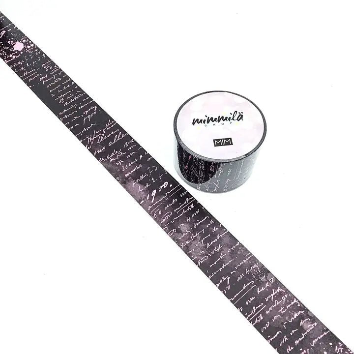 Washi tape - Mimmilä - Script Columns Black & Pink 25 mm - 1 - MIC & MIM Premium Paper Shop - Tidformera