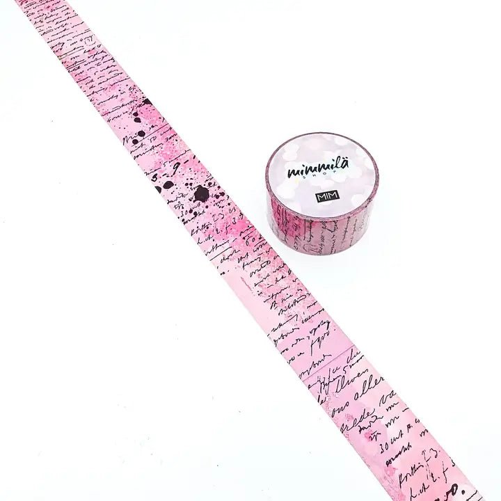 Washi tape - Mimmilä - Script Columns Pink 25 mm - 1 - MIC & MIM Premium Paper Shop - Tidformera