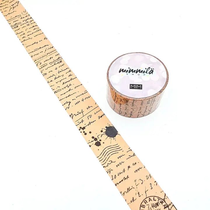 Washi tape - Mimmilä - Script Columns Vintage 25 mm - 1 - MIC & MIM Premium Paper Shop - Tidformera