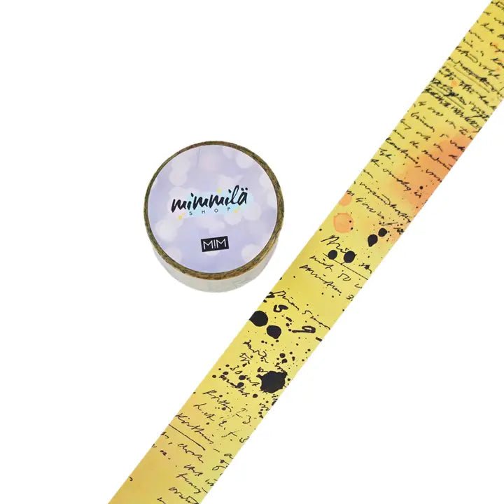 Washi tape - Mimmilä - Script Columns Yellow 25 mm - 1 - MIC & MIM Premium Paper Shop - Tidformera