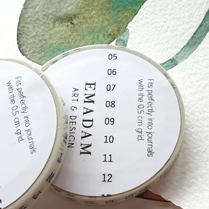 Washi Tape - Month Numbers 5 mm - White - 2 - Emadam Art & Design - Tidformera