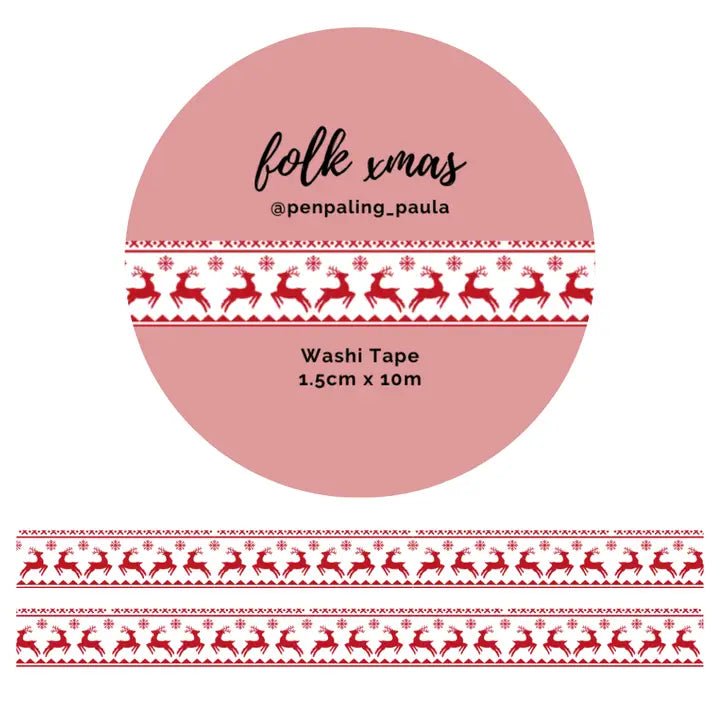 Washi tape - Penpaling Paula 15 mm - Folk Xmas - 1 - Penpaling Paula - Tidformera