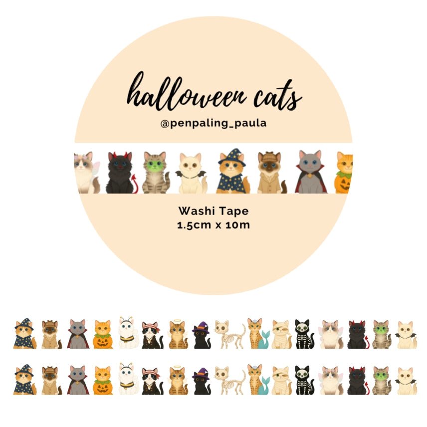 Washi tape - Penpaling Paula 15 mm - Halloween Cats - 1 - Penpaling Paula - Tidformera