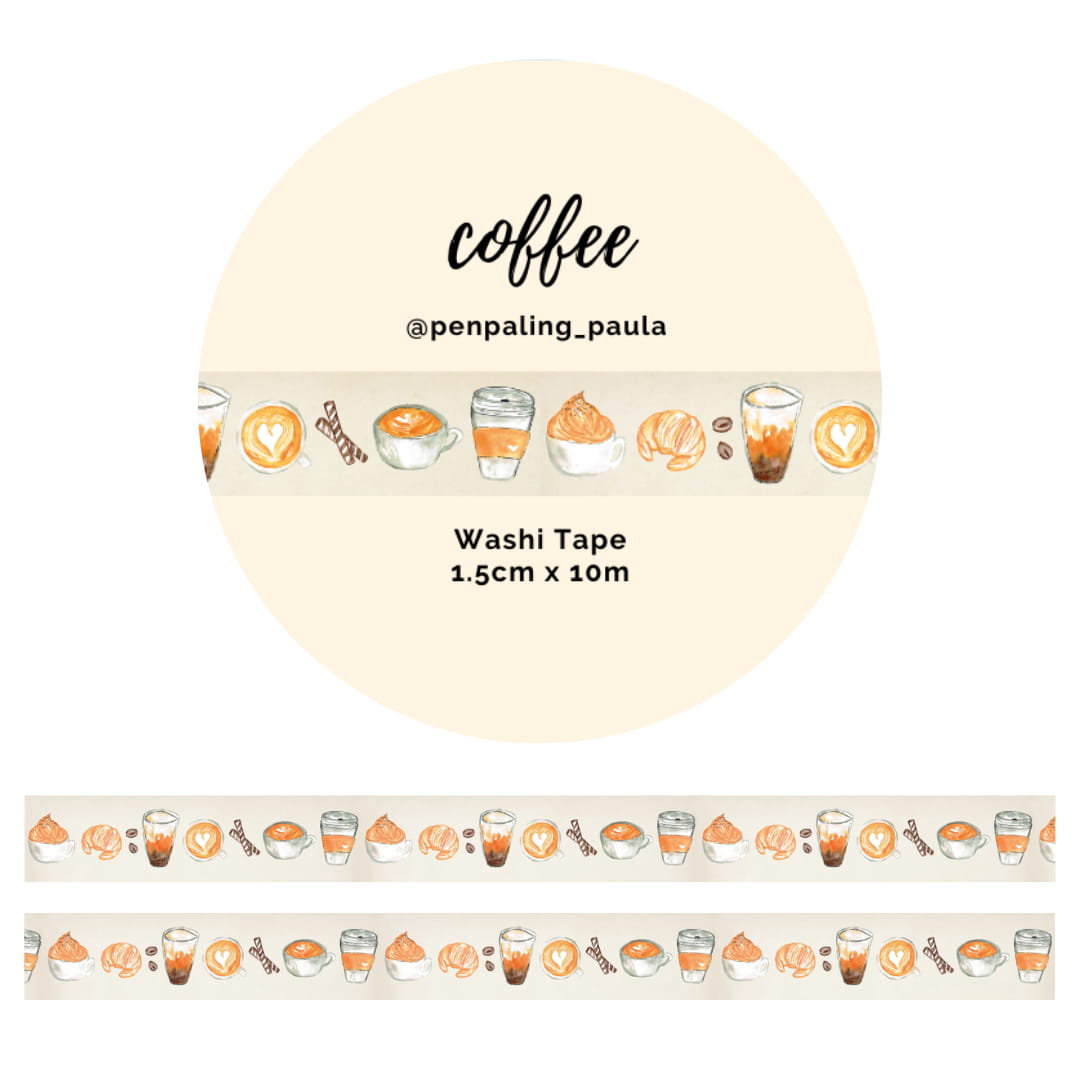 Washi tape - Penpaling Paula - Coffee 15 mm - 1 - Penpaling Paula - Tidformera