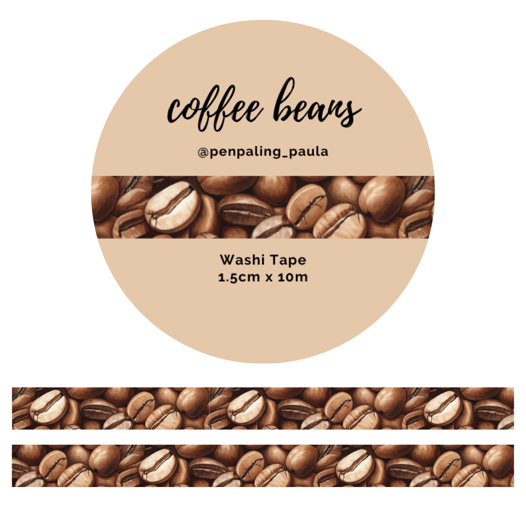Washi tape - Penpaling Paula - Coffee beans 15 mm - 1 - Penpaling Paula - Tidformera