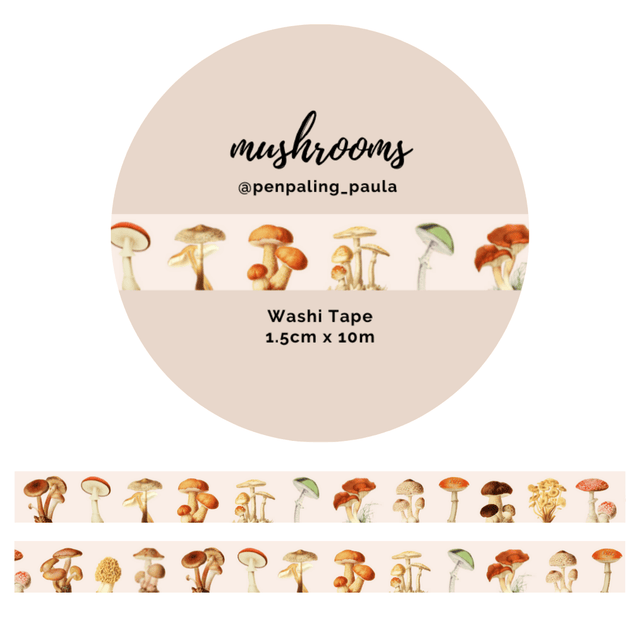 Washi Tape - Penpaling Paula - Mushrooms - 1 - Penpaling Paula - Tidformera
