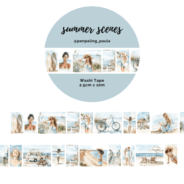 Washi tape - Penpaling Paula - Summer scenes 25 mm - 1 - Penpaling Paula - Tidformera