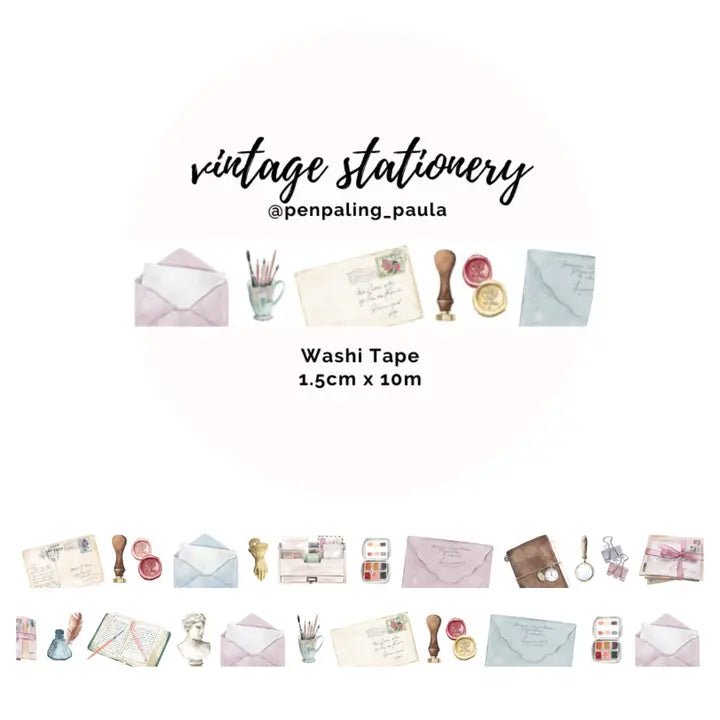 Washi tape - Penpaling Paula - Vintage Stationery 15 mm - 1 - Penpaling Paula - Tidformera