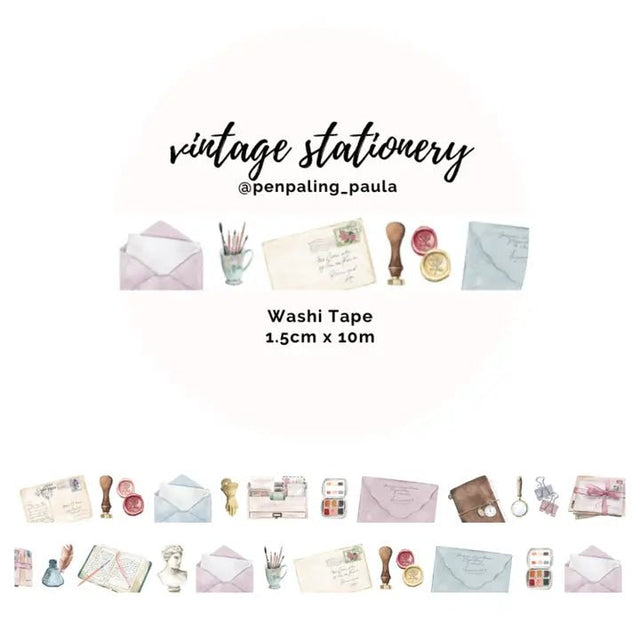 Washi tape - Penpaling Paula - Vintage Stationery 15 mm - 1 - Penpaling Paula - Tidformera