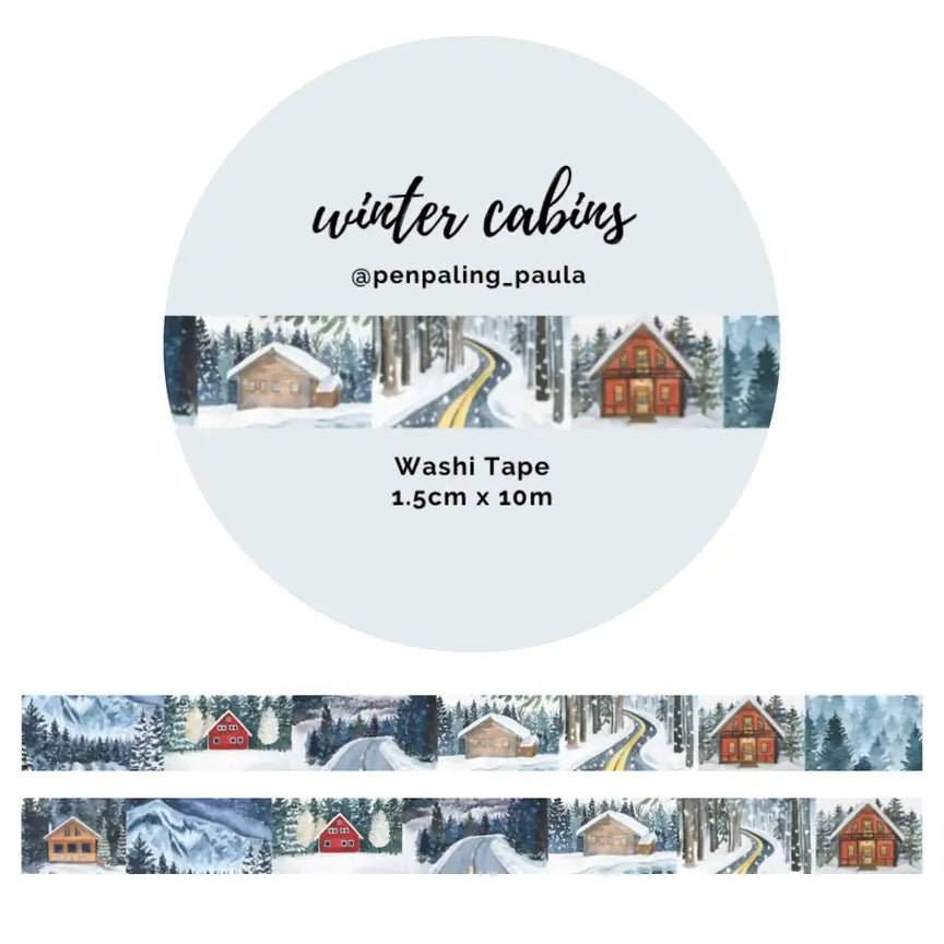 Washi tape - Penpaling Paula - Winter Cabins 15 mm - 1 - Penpaling Paula - Tidformera