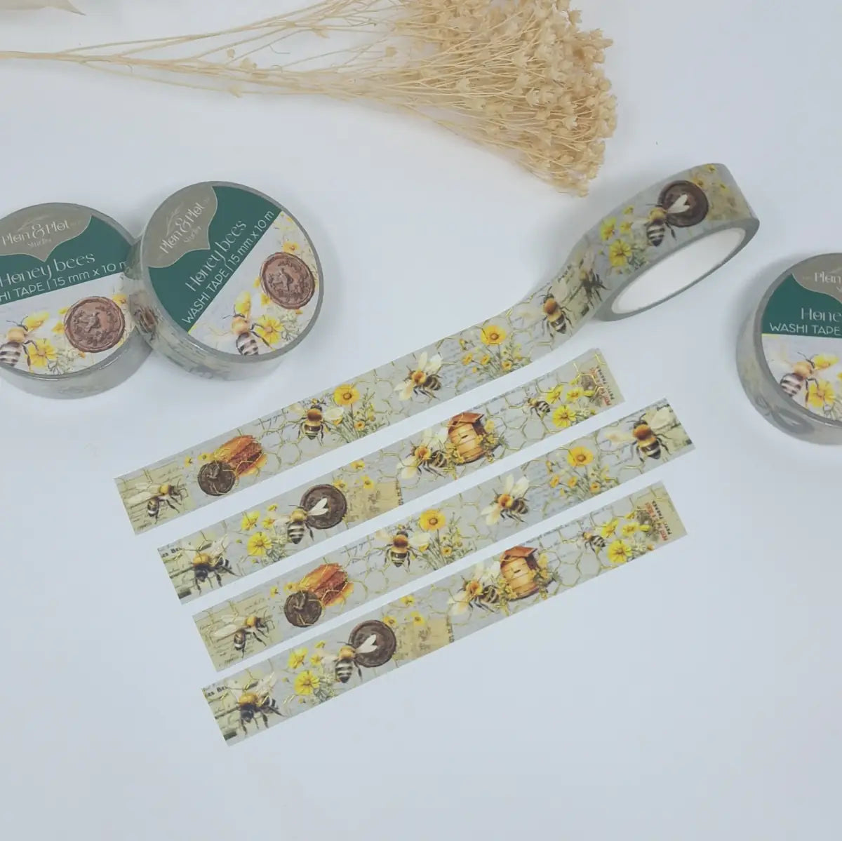 Washi tape Plan & Plot - Honey bees 15 mm - 10 - Plan & Plot Studio - Tidformera