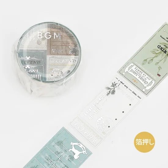 Dekorationstejp i milda blå-gröna färger. Washi Tape Special poem - Botanical från BGM - Tidformera
