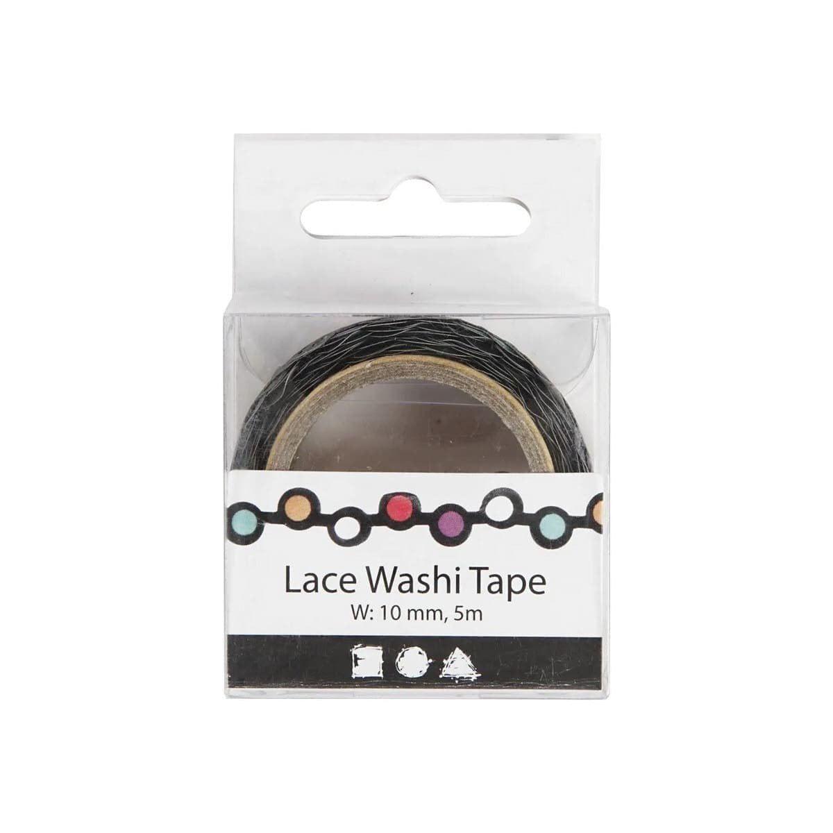 Washi tape Utskuren spets - Ringar svart - 2 - Creotime - Tidformera