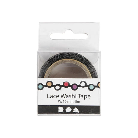 Washi tape Utskuren spets - Ringar svart - 2 - Creotime - Tidformera