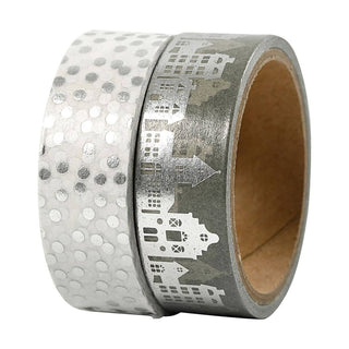 Washi tape Vivi Gade 2 - pack - Hus och prickar - 1 - Creotime - Tidformera