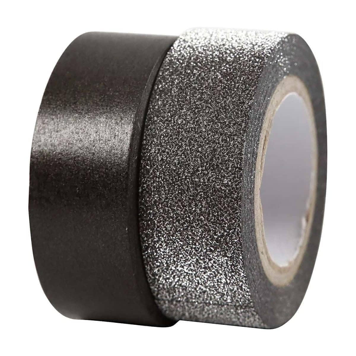 Washi tape Vivi Gade Glitter Enfärgat - Black 2 - pack - 1 - Creotime - Tidformera